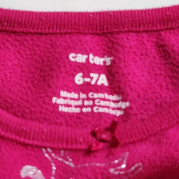 Carter's Girls Magenta Pink Silver Unicorns Pajama Nightgown Size 6-7 - Picture 5 of 8